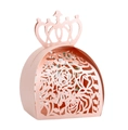 Scatola regalo rosa in carta perlata con corona e motivo a rosa intagliato laser - Rosa
