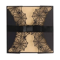 Invito Halloween tagliato al laser con ragnatela nera e inserto in carta kraft - Nero Cachi