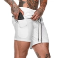 Detail view of men's two-in-one running shorts showing the inner liner and phone pocket - M / White With White Lining