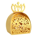 Elegante scatola per caramelle dorata tagliata al laser con corona e motivi floreali - Oro