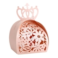 Scatola di caramelle rosa tagliata al laser con corona e motivi floreali per nozze - Rosa