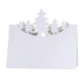 White 3D Christmas table place card with laser-cut pine forest silhouette and white paper base - White