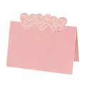 Marque-place cœur rose découpé au laser avec motif blanc pour décoration de mariage - Rose