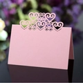 Pink laser-cut hollow heart table place card for wedding party decorations - Pink