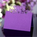 Laser-cut heart-shaped wedding table card in deep purple pearlescent paper - Dark Purple