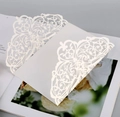Detailed laser-cut floral pattern on white pearlescent paper wedding invitation cover - HK-42 (Vine Floral)