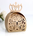 Detailed laser-cut crown gift box in golden finish with intricate heart pattern - Beige Gold