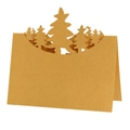 3D Christmas tree silhouette kraft paper place cards with hollow laser cut design - Gold