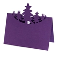 Detail view of purple laser-cut Christmas tree place card on a clean white background - Dark Purple