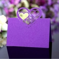 Elegant purple hollow heart place card with laser cut design for wedding table decor - Dark Purple