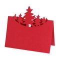 Tarjeta de mesa 3D con árbol de Navidad en papel kraft rojo cortado por láser decorativa - Rojo Perlado