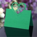 Elegant green hollowed-out heart place card in premium cardstock for wedding table - Dark Green