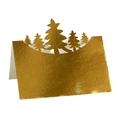 Detail of laser-cut Christmas tree place card with gold metallic brushed texture - Reflective Gold