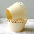 Cremefarbene Muffinformen aus Papier mit BABY-Muster und Kinderwagen für Babyshower - 5*5*8 / Beige (Jewelry Star)