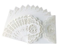 Detail of 10-piece laser-cut white wedding invitation covers with delicate bird and lace design - HK-5 (Bird Lace Style)