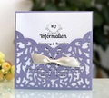 Elegant purple laser cut wedding invitation set with cream ribbon and floral lace pocket - Light Purple