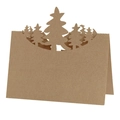 3D laser cut Christmas tree hollow place card made of brown kraft paper for holiday table - Kraft Paper