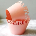 Rosa lasergeschnittene Cupcake-Förmchen mit Kinderwagen für Babyparty-Dekoration - 5*5*8 / Rosa