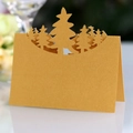 Marque-place sapin de Noël doré découpé au laser pour décoration de table festive - Doré