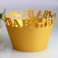 Golden laser-cut baby carriage cupcake wrappers for baby shower parties and celebrations - 5*5*8 / Gold