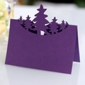 Élégante carte de table sapin de Noël violet foncé avec découpe laser sophistiquée - Violet foncé