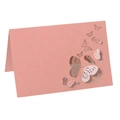 Marque-place papillon 3D découpé au laser en papier perlé rose pour décor de mariage - Rose