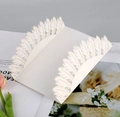 Detailed laser-cut white feather pattern on pearlescent paper wedding invitation card - HK-71 (Layered Feather)