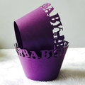 Laser-cut purple cupcake wrappers with baby carriage and BABY text for baby showers - 5*5*8 / Dark Purple