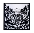Detail of black laser-cut rose hollow wedding invitation with white paper insert card - Black