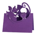 Marque-places 3D violets découpés au laser avec ange et cœur pour mariages et fêtes - 50 Feuilles / Violet foncé