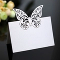 Élégante carte de table papillon blanche découpée au laser avec finition nacrée pour mariage - Blanc