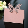 Marque-place papillon rose nacré découpé au laser pour décoration de table de mariage - Rose