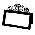 Elegante schwarze lasergeschnittene Hochzeitstischkarte mit Spitzenmuster und Einlage - Schwarz Khaki