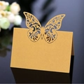 Elegant gold laser-cut butterfly place card with pearl paper finish for table decor - Gold