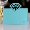Elegant Tiffany blue pearl finish place cards with diamond laser cut design - Tiffany Blue