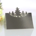 Laser-cut silver hollow pine forest table tent card for Christmas and holiday events - Reflective Silver