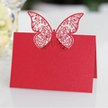 Vibrant red pearlescent laser-cut butterfly place card for elegant table setting - Pearlescent Red