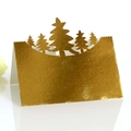 Golden hollow laser-cut Christmas tree place card with elegant folding design - Reflective Gold