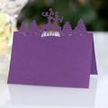 Marque-place de Noël violet foncé découpé au laser avec motifs de renne et de sapin de Noël - Violet foncé