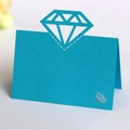 Peacock blue laser-cut diamond name place card for wedding ceremony and formal events - Sky Blue