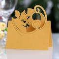 Golden laser-cut angel and heart seat card made of high-quality metallic pearlescent paper - Gold