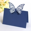 Navy blue hollow butterfly place card with elegant laser-cut design for wedding tables - Sapphire Blue
