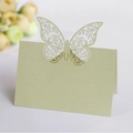 Laser cut butterfly place card in soft sage green for weddings and elegant dinners - Emerald Green