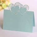 Laser cut heart place card in mint blue for wedding table setting and parties - Light Blue