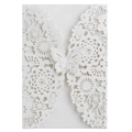 Elegant white laser-cut wedding invitation cover with intricate floral and butterfly patterns - HK-62 (Butterfly Rose)