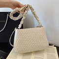 Elegante borsa a tracolla color crema trapuntata con manico a nuvola e tracolla lunga - Bianco Sporco