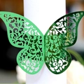 Green laser-cut butterfly napkin ring with intricate vine patterns for weddings - Mirror Dark Green