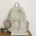 Mochila de nailon verde menta claro con monedero de corazón para estudiantes - Blanco Roto