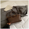 Vintage dark brown faux leather handbag with gold buckle and adjustable crossbody strap - Coffee without Pendant
