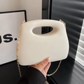 Modern white acrylic clutch bag with matte finish and gold chain strap in minimalist style - White